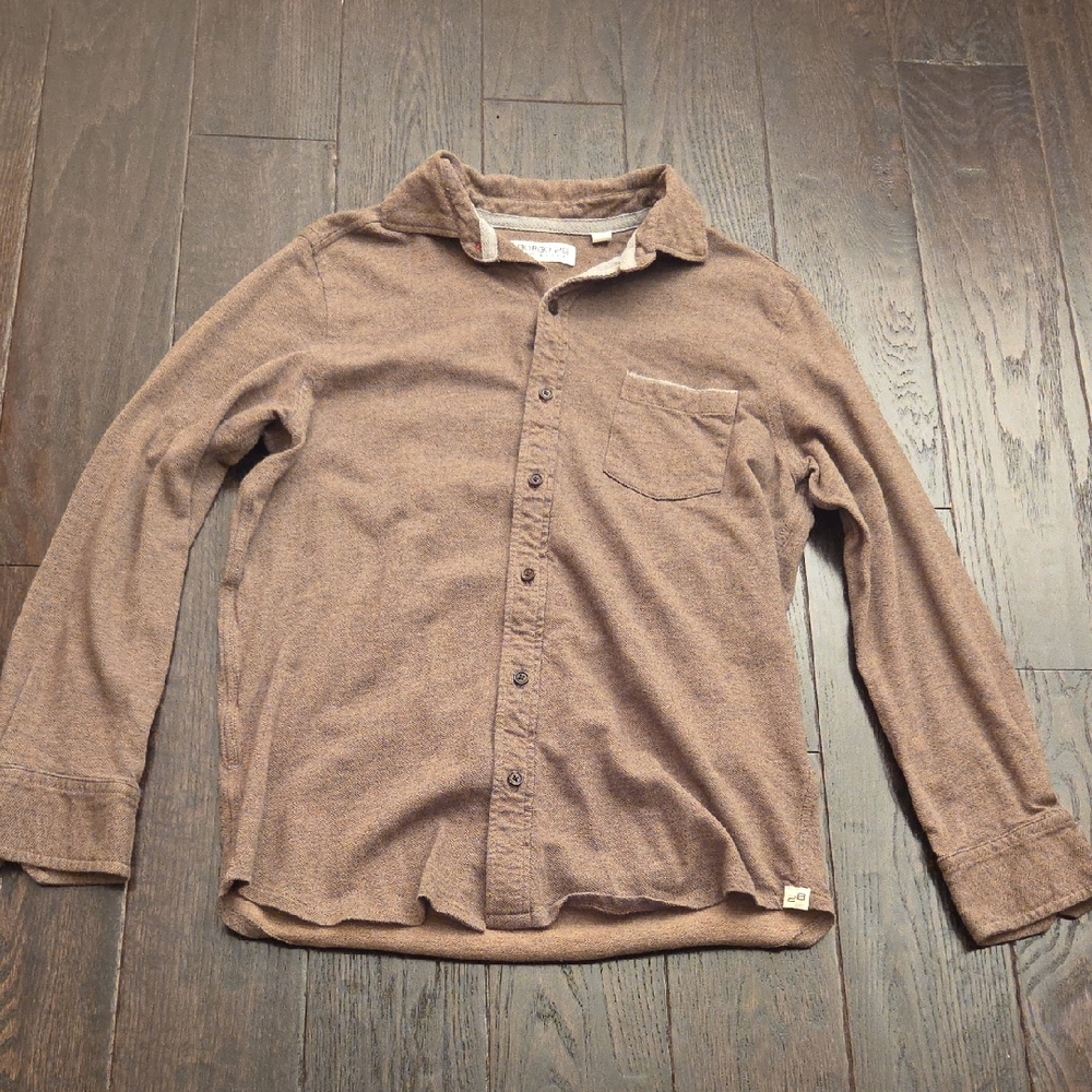 Borgo 28 Large Men's Casual Tan Button Down Shirt